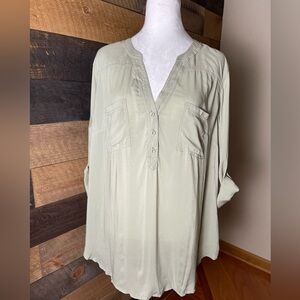 Torrid Harper Seagrass 3/4 Sleeve Blouse Top Size 1X New!